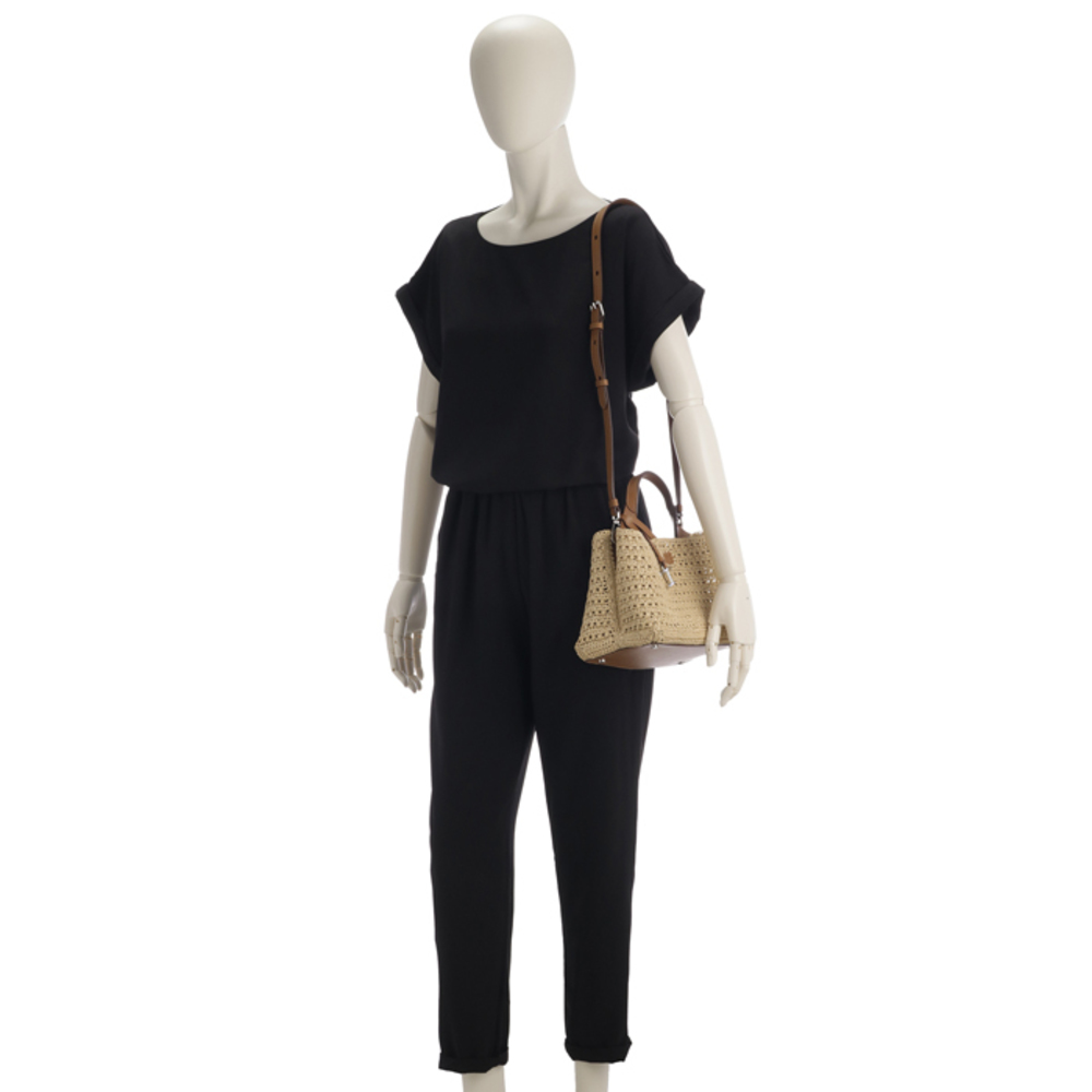 Tod's Raffia Micro T Timeless Tote Bag Beige Brown - Picture 8 of 9